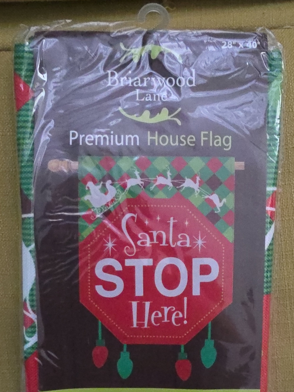 Santa Stop Here! Premium Holiday House Flag - Red & Green